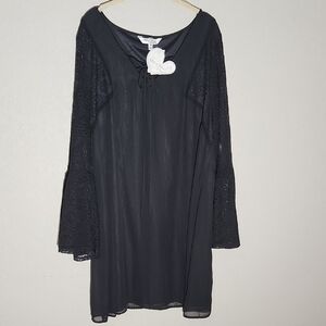 Lots Of Love By Speechless Black Lace Bell Sleeve Dress 2X Womens New